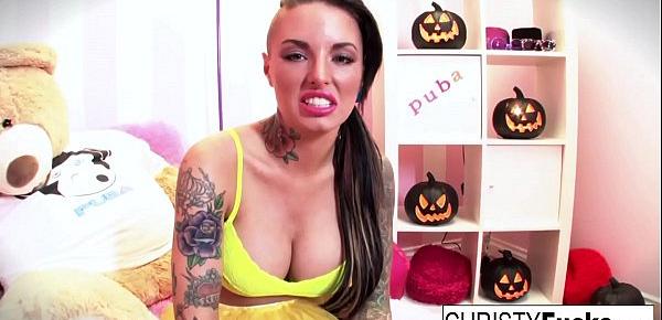  Hot Christy Mack dresses up for Halloween then plays with herself